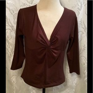 Dolce Brown 3/4 Sleeve Knotted Shirt
